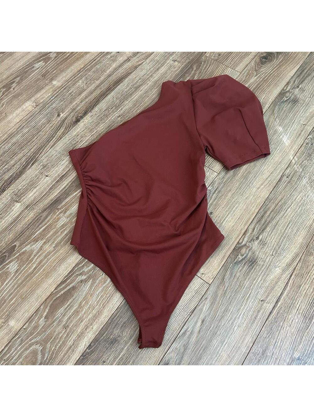 Free People Somethin' Bout You one-shoulder bodysuit Color Honey Eyed Sz S